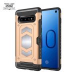 Wholesale Galaxy S10 Metallic Plate Case Work with Magnetic Holder and Card Slot (Champagne Gold)